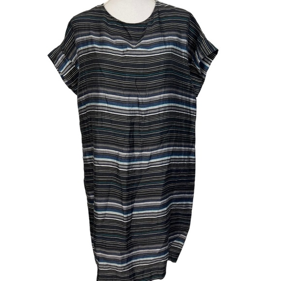 Studio 412 Oversized Boxy Pocket Summer Dress Medium Shift Striped - Picture 1 of 6